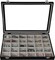 Jewelry Organizer Earring Holder Tray – 30-Grid Velvet Jewelry Storage Box with Clear Lid – Rings, Earrings, Necklaces & Bracelet Display for Women & Girls (Gray Black)
